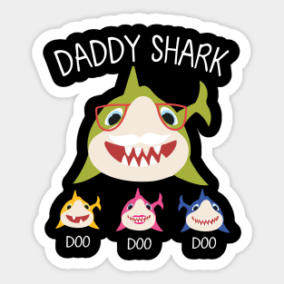 Sharks Swimming Together Happy Father Day Daddy Shark Doo Doo Doo Son Daughter Sticker